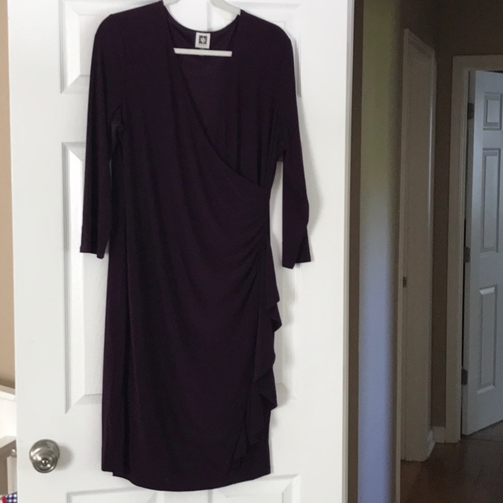 AK Polyester Long Sleeve Purple Dress Sz 14 Never Worn